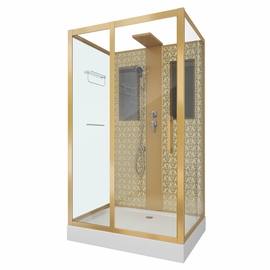 Душевая кабина Niagara NG-7711GBK 900x1200х2100, низкий поддон стенки золото без крыши - фото, отзывы, цена
