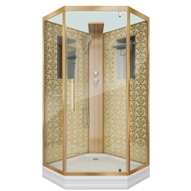 Душевая кабина Niagara NG-7799GBK 900x900х2100, низкий поддон стенки золото без крыши - фото, отзывы, цена