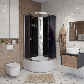 Душевая кабина Niagara E90/40/ТN/BK 900х900х1950, высокий поддон 40 см, стекло тонированное - фото, отзывы, цена