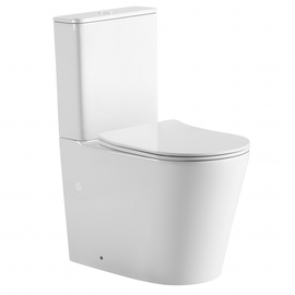 Унитаз-компакт Abber Bequem AC1112T безободковый, с сиденьем микролифт, смыв торнадо, белый - фото, отзывы, цена