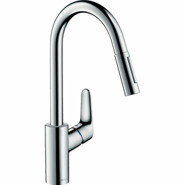 Смеситель Hansgrohe Focus для кухонной мойки с выдвижным душем, хром 31815000 - фото, отзывы, цена