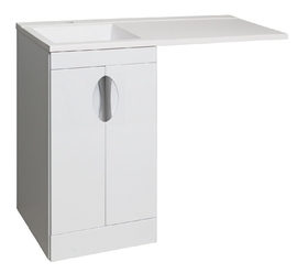 Тумба Runo Лира 45 с раковиной Гамма 105 лайт, правое крыло с кронштейном, белая - фото, отзывы, цена