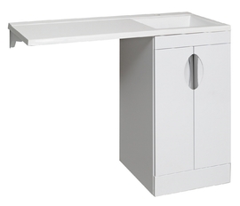 Тумба Runo Лира 45 с раковиной Гамма 105 лайт, левое крыло с кронштейном, белая - фото, отзывы, цена