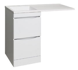 Тумба Runo Орион 45 с раковиной Гамма 105 лайт, левое крыло с кронштейном, белая - фото, отзывы, цена