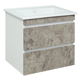 Тумба Runo Манхэттен 65 с раковиной Kirovit Оскар 65, подвесная, серый бетон - фото, отзывы, цена