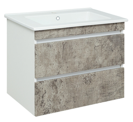 Тумба Runo Манхэттен 75 с раковиной Kirovit Оскар 75, подвесная, серый бетон - фото, отзывы, цена