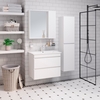 Тумба Runo Манхэттен 75 с раковиной Kirovit Оскар 75, подвесная, белая - фото, отзывы, цена
