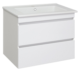 Тумба Runo Манхэттен 75 с раковиной Kirovit Оскар 75, подвесная, белая - фото, отзывы, цена