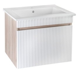 Тумба Runo Модена 65 с раковиной Kirovit Оскар 65, крафтовый дуб - фото, отзывы, цена