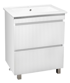 Тумба Runo Модена 65 с раковиной Kirovit Оскар 65, напольная, 2 ящика, белая - фото, отзывы, цена