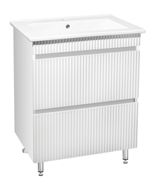 Тумба Runo Модена 75 с раковиной Kirovit Оскар 75, напольная, 2 ящика, белая - фото, отзывы, цена