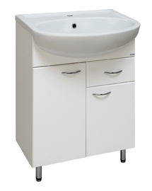 Тумба Runo Уют 60 с раковиной Rosa Уют 60, 1 ящик, белая - фото, отзывы, цена