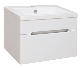Тумба Runo Парма 60 с раковиной Solo Grande Omega 60, подвесная, 1 ящик, белая - фото, отзывы, цена