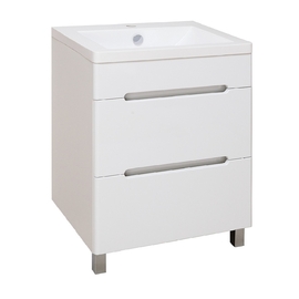 Тумба Runo Парма 60 с раковиной Solo Grande Omega 60, напольная, 2 ящика, белая - фото, отзывы, цена