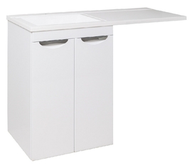 Тумба Runo Лира 60 с раковиной Гамма 120 лайт, правое крыло с кронштейном, белая - фото, отзывы, цена