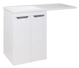 Тумба Runo Лира 60 с раковиной Гамма 120 лайт, левое крыло с кронштейном, белая - фото, отзывы, цена