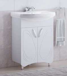 Тумба Corozo Кентис 60 NEW, белая с раковиной Rosa Уют 60 - фото, отзывы, цена