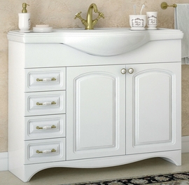 Тумба Corozo Классика 105, белая с раковиной Kirovit Классик 105 - фото, отзывы, цена