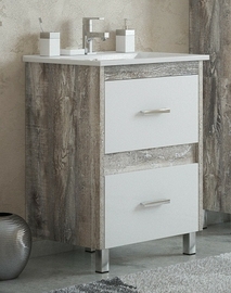 Тумба Corozo Верона 65, антик/белая с раковиной Kirovit Оскар 65 - фото, отзывы, цена