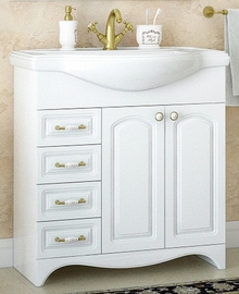 Тумба Corozo Классика 80, белая с раковиной Kirovit Классик 80 - фото, отзывы, цена