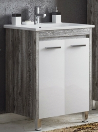 Тумба Corozo Лорена 65, антик/белая с раковиной Kirovit Оскар 65 - фото, отзывы, цена
