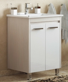 Тумба Corozo Лорена 75, лайн/белая с раковиной Kirovit Оскар 75 - фото, отзывы, цена