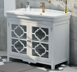 Тумба Corozo Манойр 105, белая с раковиной Kirovit Модерн 105 - фото, отзывы, цена