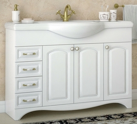 Тумба Corozo Классика 120, корзина, белая с раковиной Kirovit Классик 120 - фото, отзывы, цена