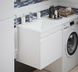 Тумба подвесная Corozo Альтаир 120, 2 ящ., белая с раковиной Stella Polar Мадлен 120 - фото, отзывы, цена