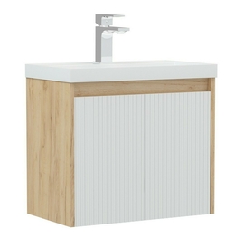 Тумба Corozo Блисс 60 с раковиной Madera Classica Slim 60, подвесная, дуб крафт - фото, отзывы, цена