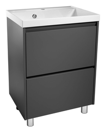 Тумба Stella Polar Борнео 70 с раковиной Азур 70, напольная, 2 ящика, Люкс графит матовый - фото, отзывы, цена