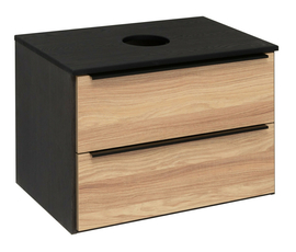 Тумба под раковину Runo Мальта 70, подвесная, дуб/черный - фото, отзывы, цена