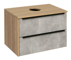 Тумба под раковину Runo Мальта 70, подвесная, серый/дуб - фото, отзывы, цена