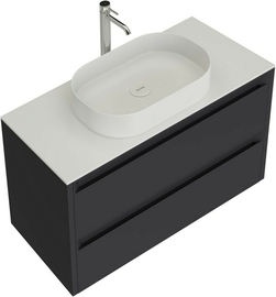 Тумба под раковину Allen Brau Fantasy 100 подвесная, со столешницей бежевой, антрацит матовый - фото, отзывы, цена