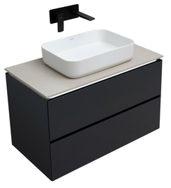 Тумба под раковину Allen Brau Infinity 85 1.21001.AM подвесная, со столешницей бежевый структ, антрацит матовый - фото, отзывы, цена