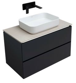 Тумба под раковину Allen Brau Infinity 85 1.21001.AM подвесная, со столешницей бежевой, антрацит матовый - фото, отзывы, цена