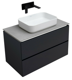 Тумба под раковину Allen Brau Infinity 85 1.21001.AM подвесная, со столешницей серый структ, антрацит матовый - фото, отзывы, цена