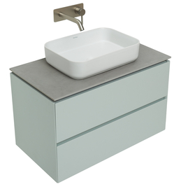 Тумба под раковину Allen Brau Infinity 85 1.21001.PWM подвесная, со столешницей серый структ, папирус матовый - фото, отзывы, цена