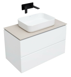 Тумба под раковину Allen Brau Infinity 85 1.21001.WM подвесная, со столешницей бежевой, белая матовая - фото, отзывы, цена