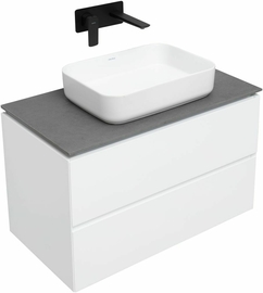 Тумба под раковину Allen Brau Infinity 85 1.21001.WM подвесная, со столешницей графит, белая матовая - фото, отзывы, цена