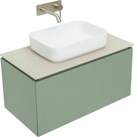 Тумба под раковину Allen Brau Infinity 85 1.21002.CGM подвесная, со столешницей бежевый структ, олива матовая - фото, отзывы, цена
