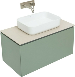 Тумба под раковину Allen Brau Infinity 85 1.21002.CGM подвесная, со столешницей бежевой, олива матовая - фото, отзывы, цена