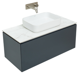 Тумба под раковину Allen Brau Infinity 100 1.21004.AM подвесная, со столешницей мрамор, антрацит матовый - фото, отзывы, цена