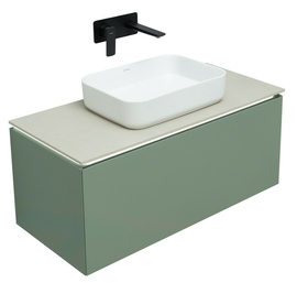 Тумба под раковину Allen Brau Infinity 100 1.21004.CGM подвесная, со столешницей бежевой, олива матовая - фото, отзывы, цена