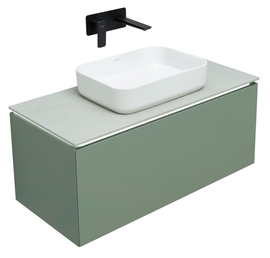 Тумба под раковину Allen Brau Infinity 100 1.21004.CGM подвесная, со столешницей серый структ, олива матовая - фото, отзывы, цена