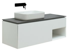 Тумба под раковину Allen Brau Infinity 120 1.21006.WM L подвесная, со столешницей графит, белая матовая - фото, отзывы, цена