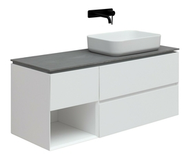 Тумба под раковину Allen Brau Infinity 120 1.21007.WM R подвесная, со столешницей мрамор, белая матовая - фото, отзывы, цена