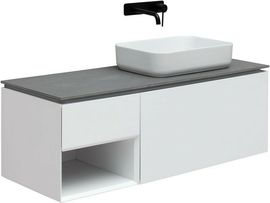 Тумба под раковину Allen Brau Infinity 120 1.21008.WM R подвесная, со столешницей графит, белая матовая - фото, отзывы, цена