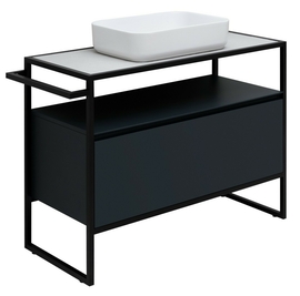 Тумба под раковину Allen Brau Priority 100 1.31003.AM подвесная, со столешницей серый структ, антрацит матовый - фото, отзывы, цена