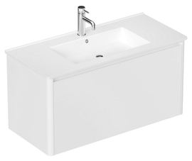 Тумба под раковину Allen Brau Gravity 100 1.370014.WM подвесная, со столешницей Paris 100 из белого камня, белая матовая - фото, отзывы, цена